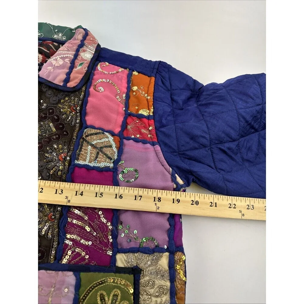C:eed By Carla Freeman‎ Silk Reversible Jacket Satin Sequin Floral Button Small
